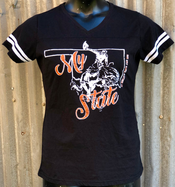 RDR My State Black Ladies V-Neck