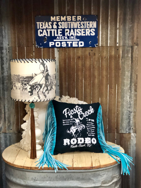 Fiesta Creek Black/Turquoise Fringe Pillow